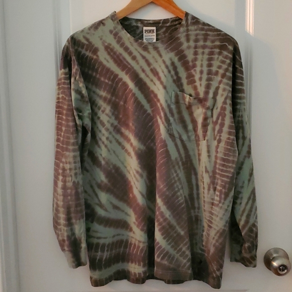 Victoria Secret Pink Campus Tie Dye T-Shirt Long Sleeved - Picture 1 of 6